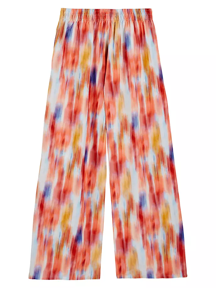 цена Широкие брюки из хлопка и шелка с размытым цветочным принтом Vilebrequin, многоцветный