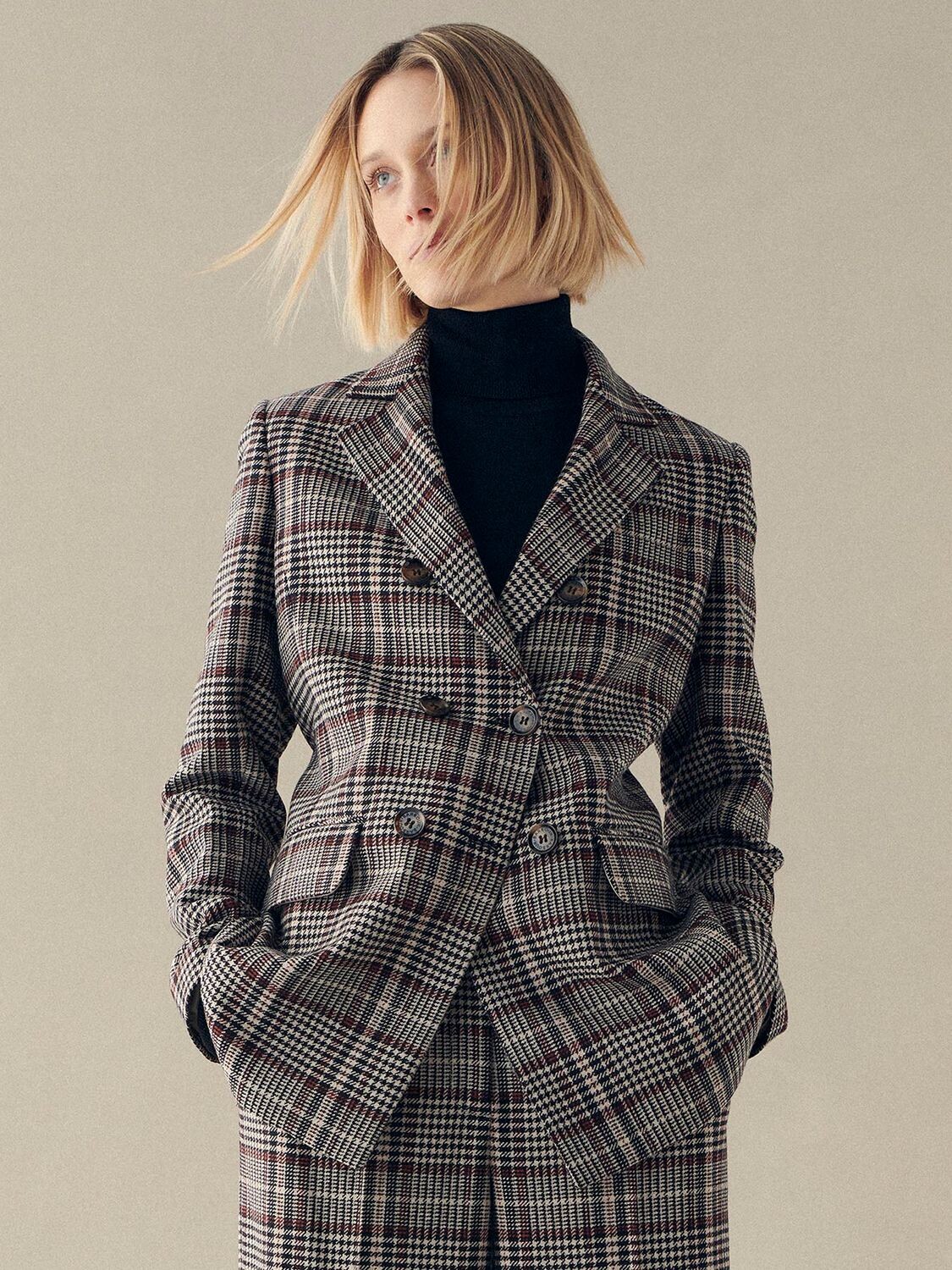 

Блейзер Norma в клетку из смесовой шерсти Barbour, сепия
