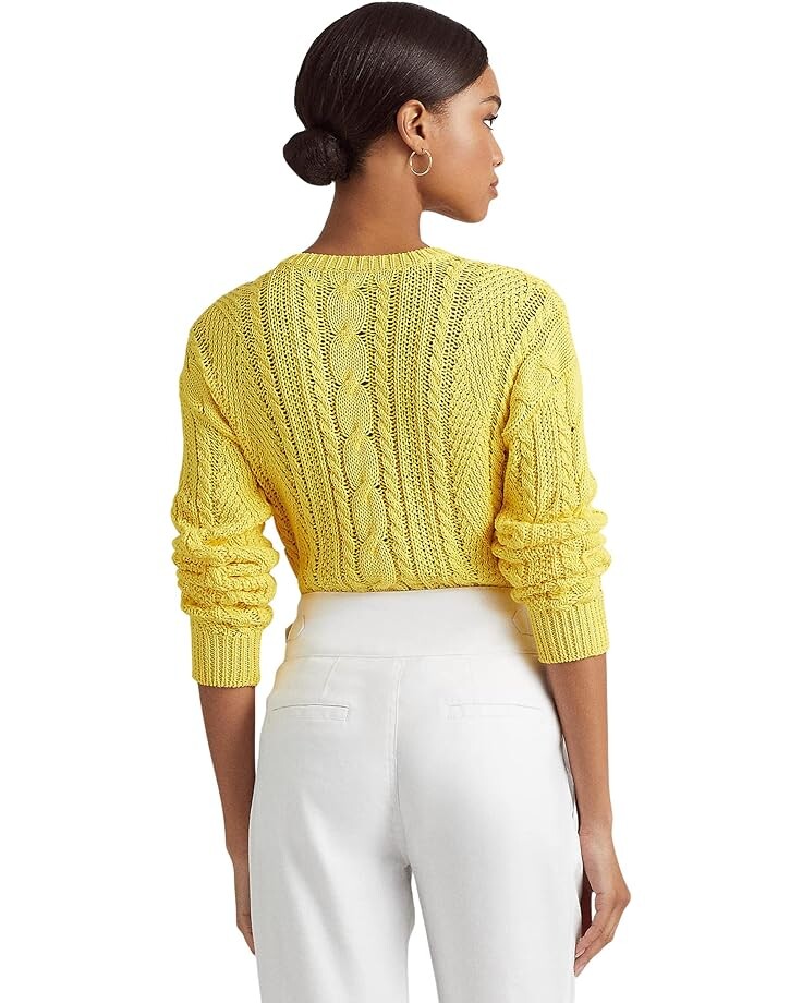 

Свитер LAUREN Ralph Lauren Petite Aran-Knit Cotton Sweater, цвет Sunfish Yellow