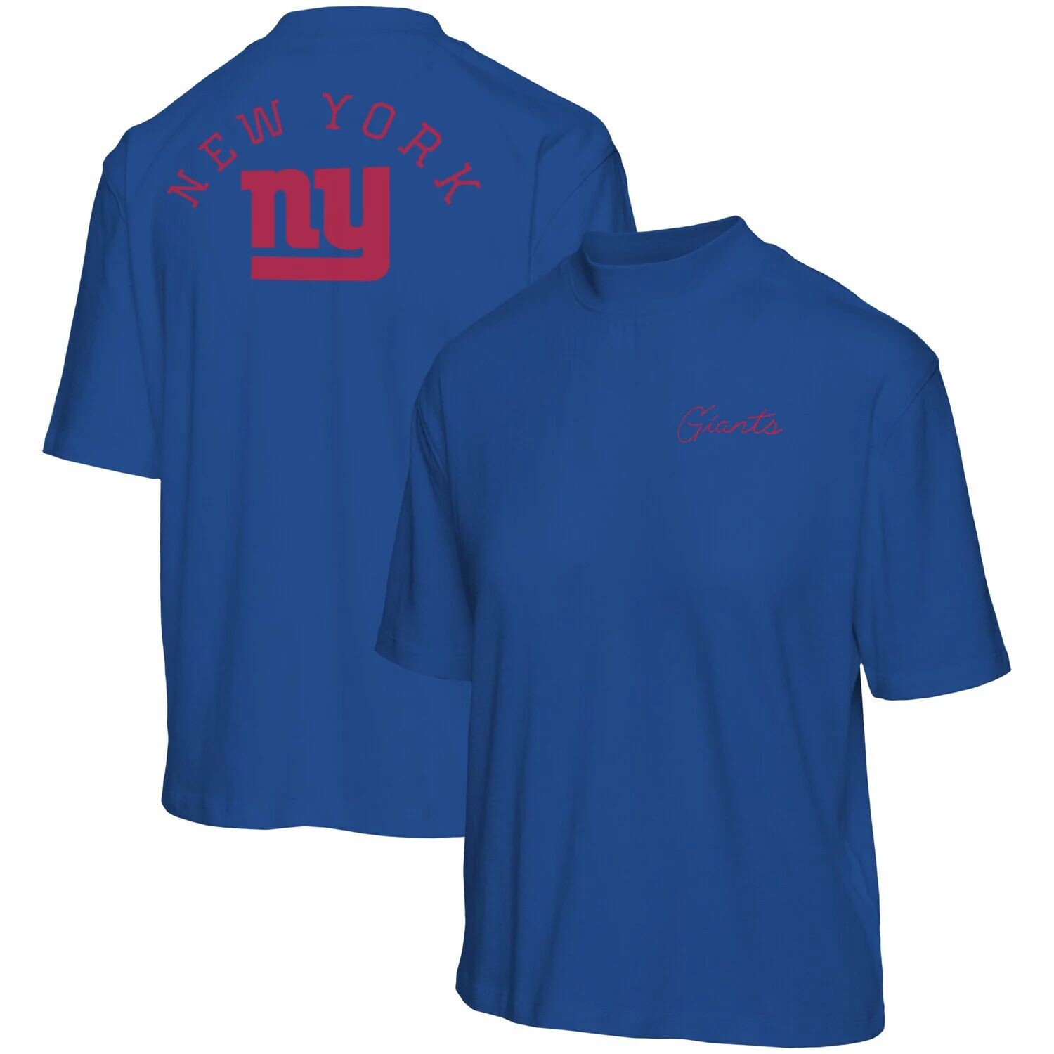 

Женская футболка Junk Food Royal New York Giants с коротким рукавом и воротником-стойкой