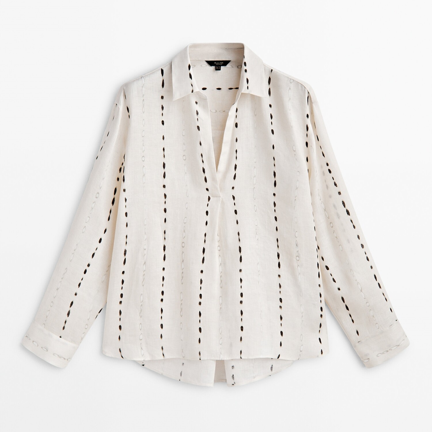 

Рубашка Massimo Dutti Polo Collar Linen Dotted Print, кремовый