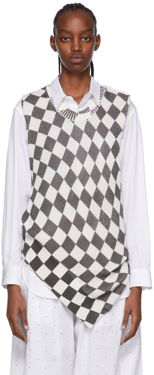 

Черно-белый хлопковый жилет MM6 Maison Margiela, Черный, Черно-белый хлопковый жилет MM6 Maison Margiela