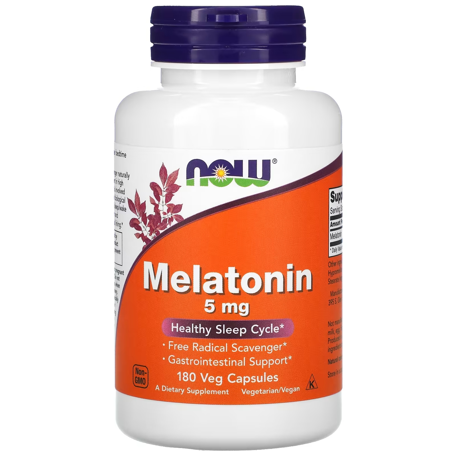 Мелатонин NOW Foods, 180 растительных капсул now foods модифицированный цитрусовый пектин 800 мг 180 растительных капсул