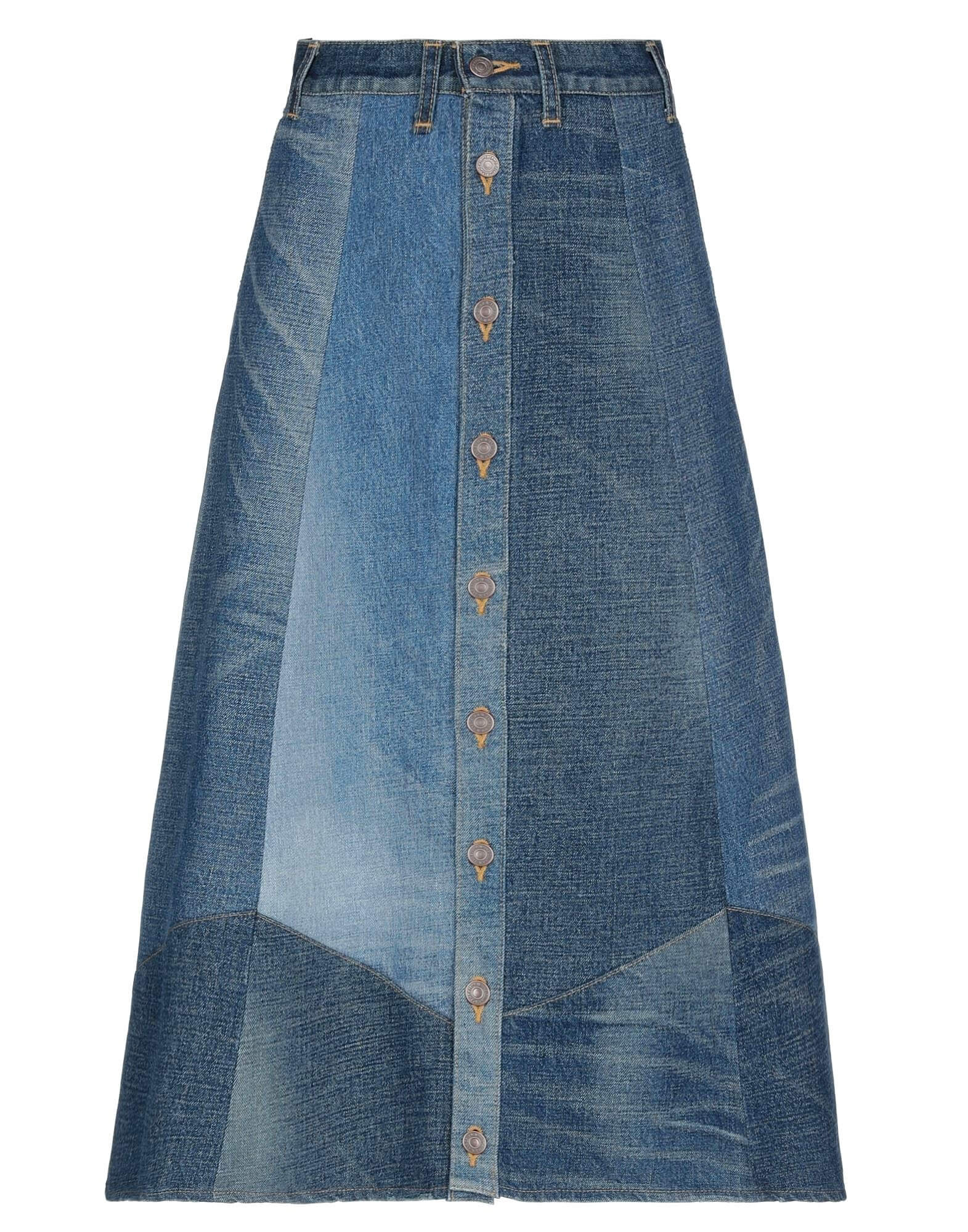 Длинная джинсовая юбка на пуговицах CELINE, синий юбка trendyol джинсовая на пуговицах синий