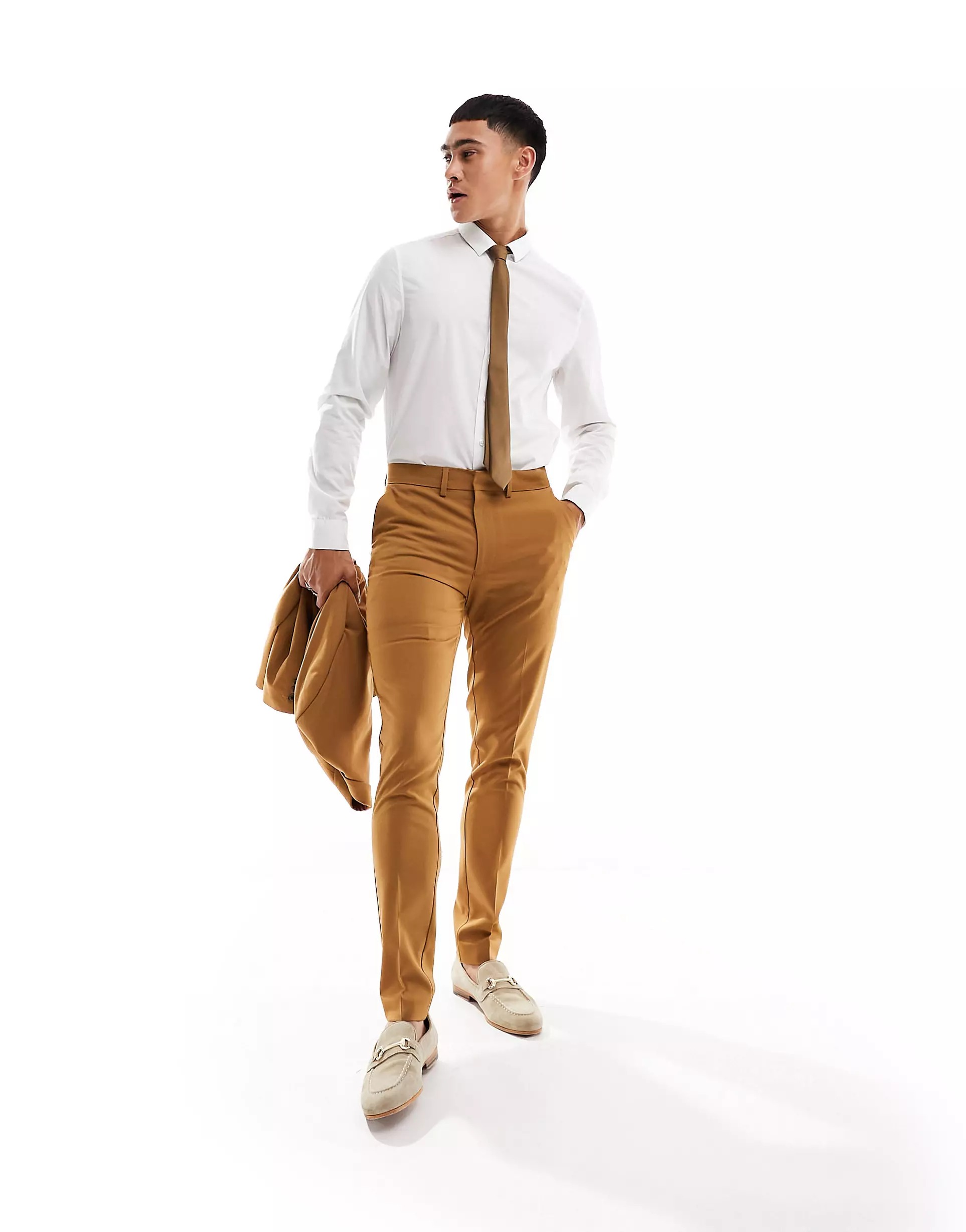 Брюки Asos Design Skinny Suit, светло-коричневый брюки asos design skinny suit светло коричневый