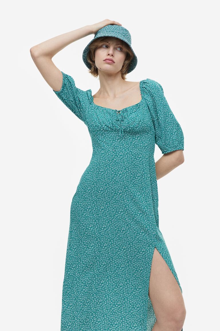 

Хлопковая шляпа-ведро H&M, зеленый/цветочный