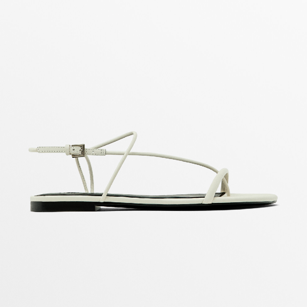 Сандалии Massimo Dutti Flat Multi Strap, белый сандалии черный на плоской подошве roxy