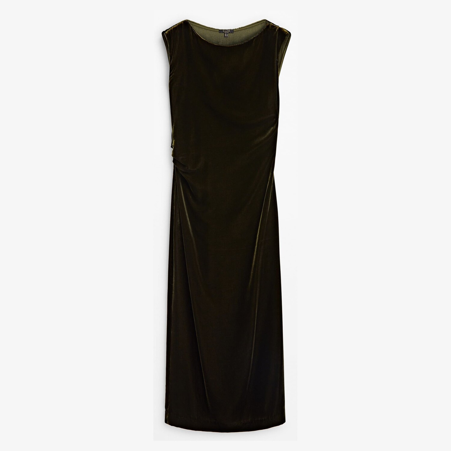 

Платье Massimo Dutti Velvet With Gathered Detail, оливковый