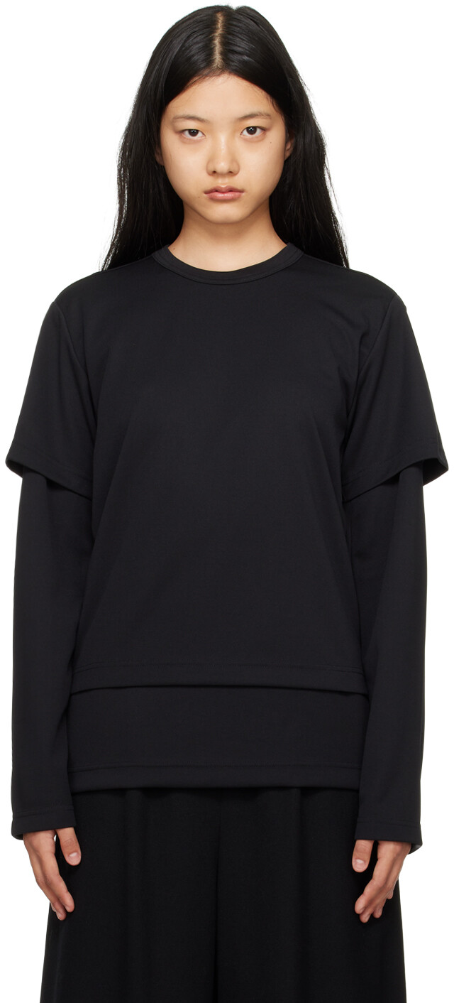 

Черная многослойная футболка с длинным рукавом Comme des Garçons Homme Plus