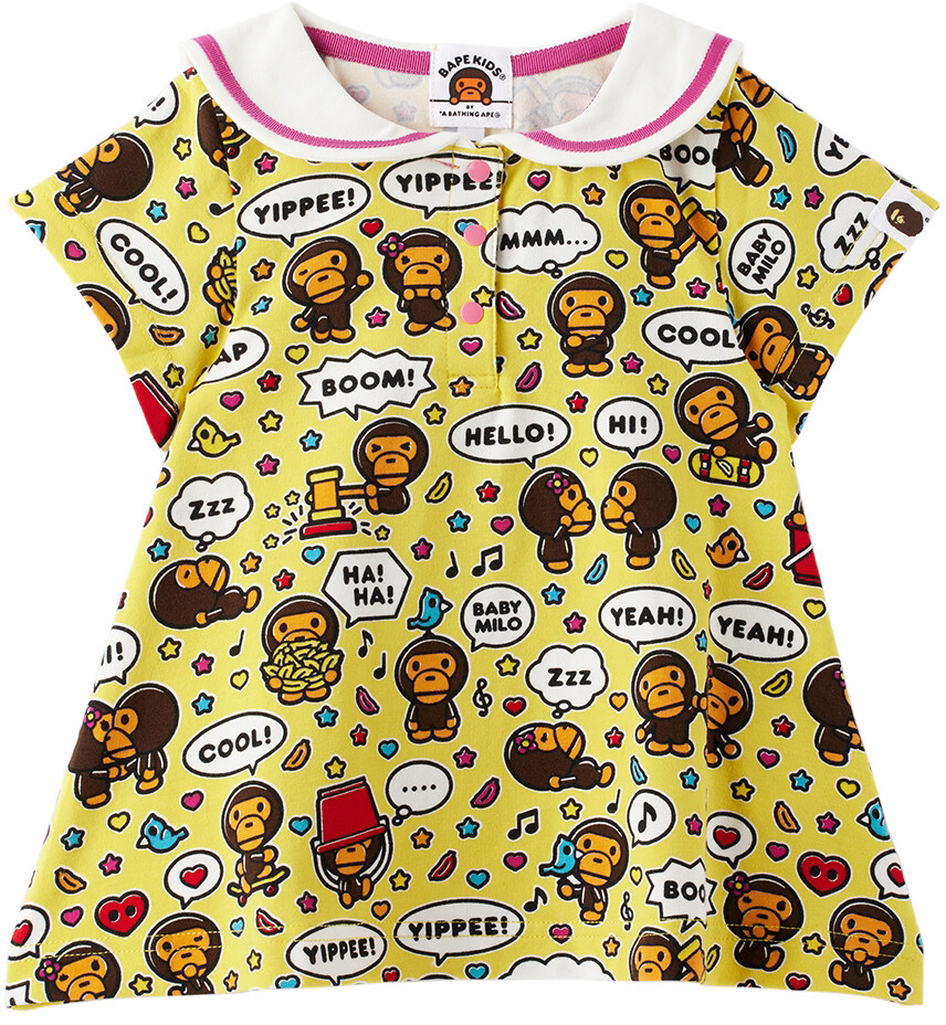 

Детское желтое платье Baby Milo Speech BAPE