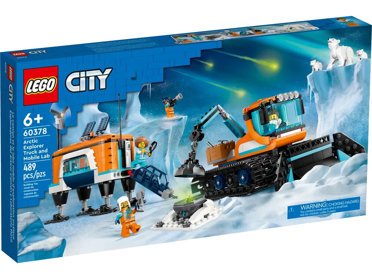 wader автомобиль middle truck кран city Конструктор Lego City Arctic Explorer Truck And Mobile Lab 60378, 489 деталей