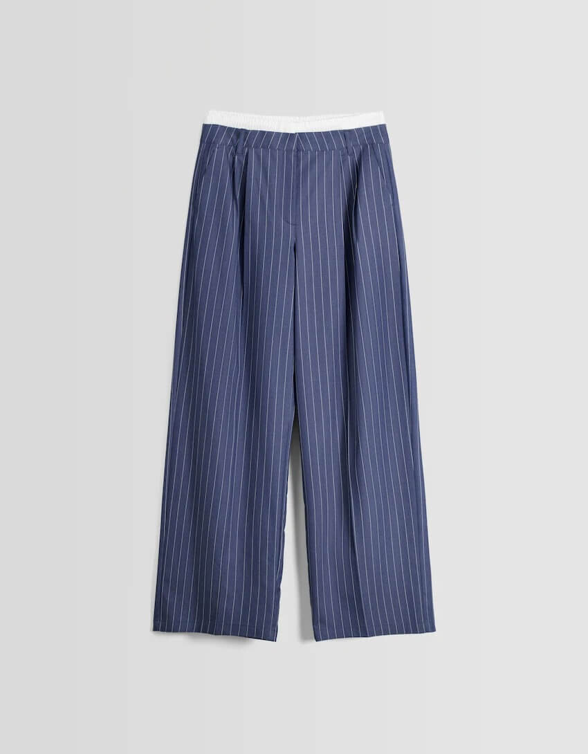 

Брюки Bershka Tailored Underwear, синий