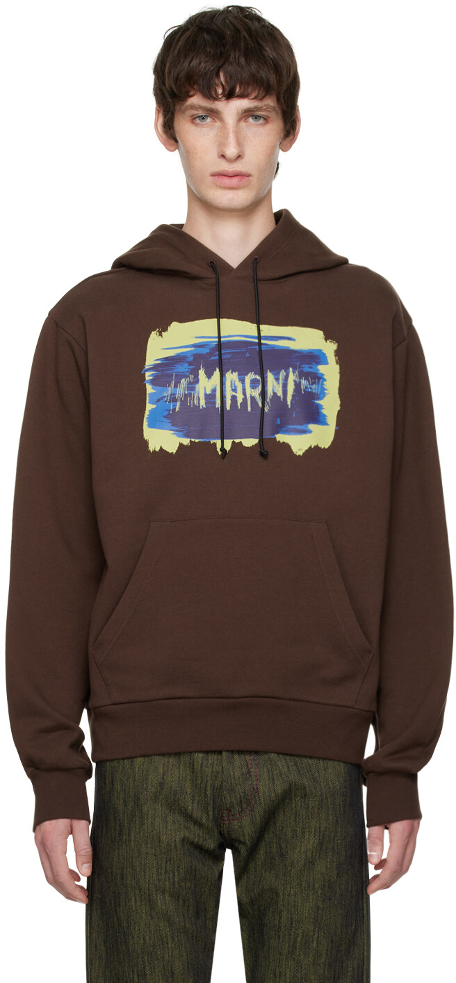 

Коричневое худи с принтом Marni