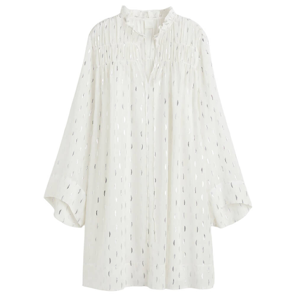 

Платье H&M Crinkled Chiffon, белый/серебристый