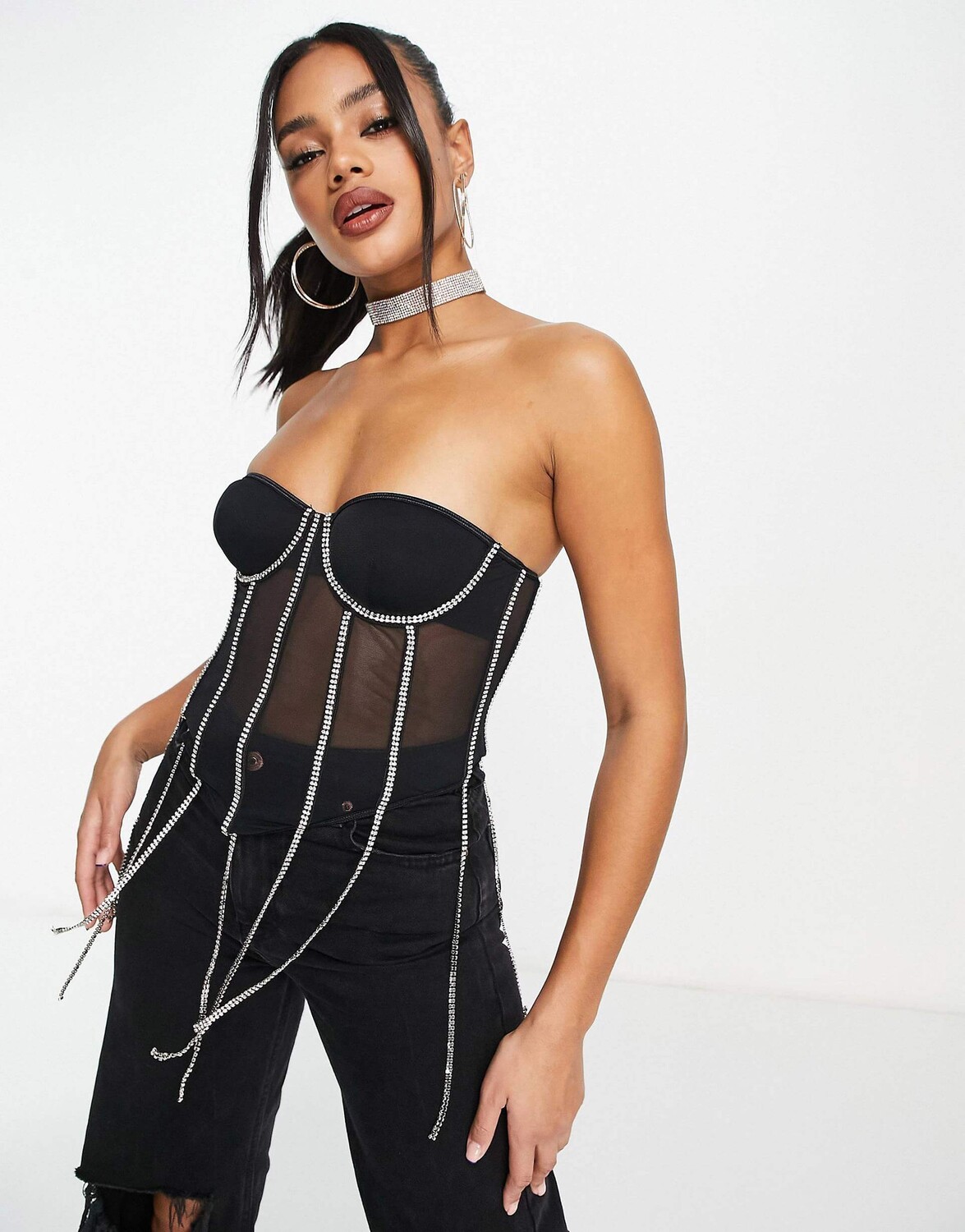 

Корсет Asyou With Diamante Fringe Detail, черный