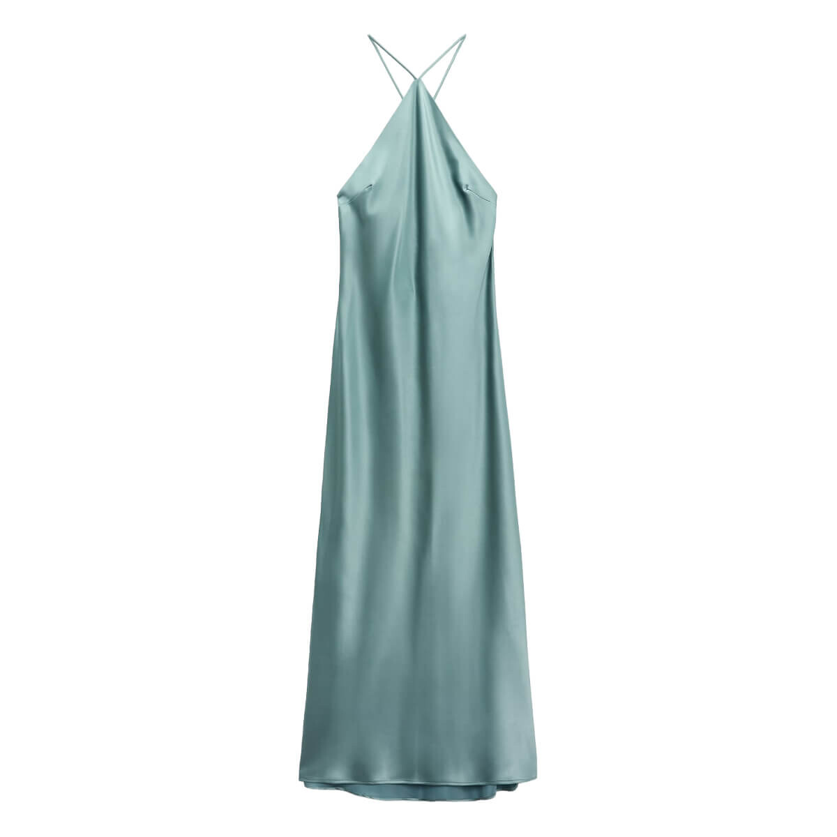 

Платье Zara Glossy Halter Neck, серовато-голубой