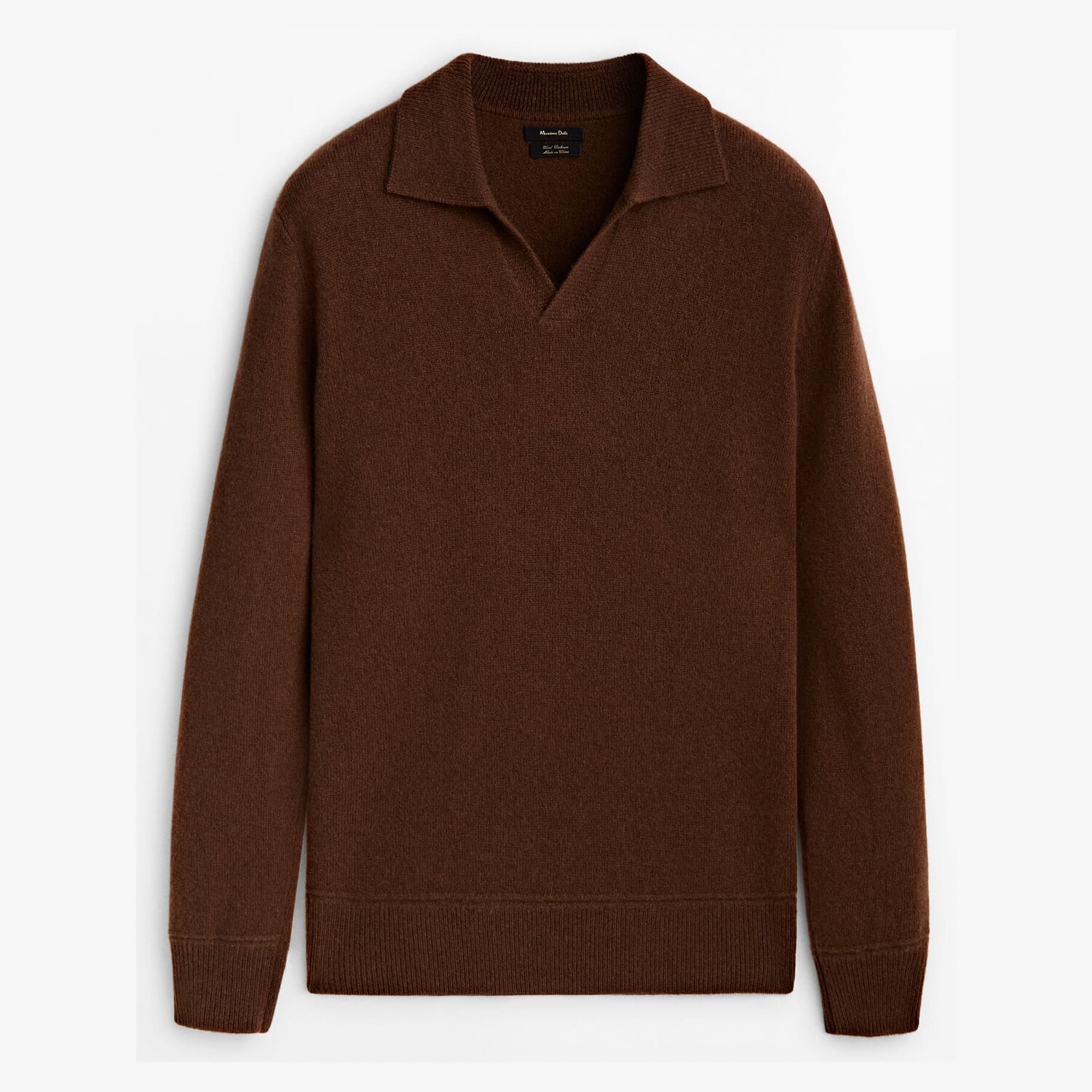 

Свитер Massimo Dutti Wool And Cashmere Blend Polo, орехово-коричневый