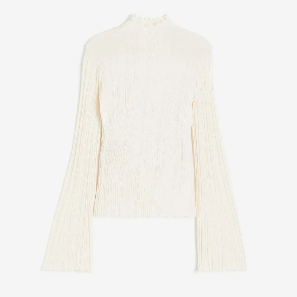 

Лонгслив H&M Rib-knit Mock Turtleneck, кремовый