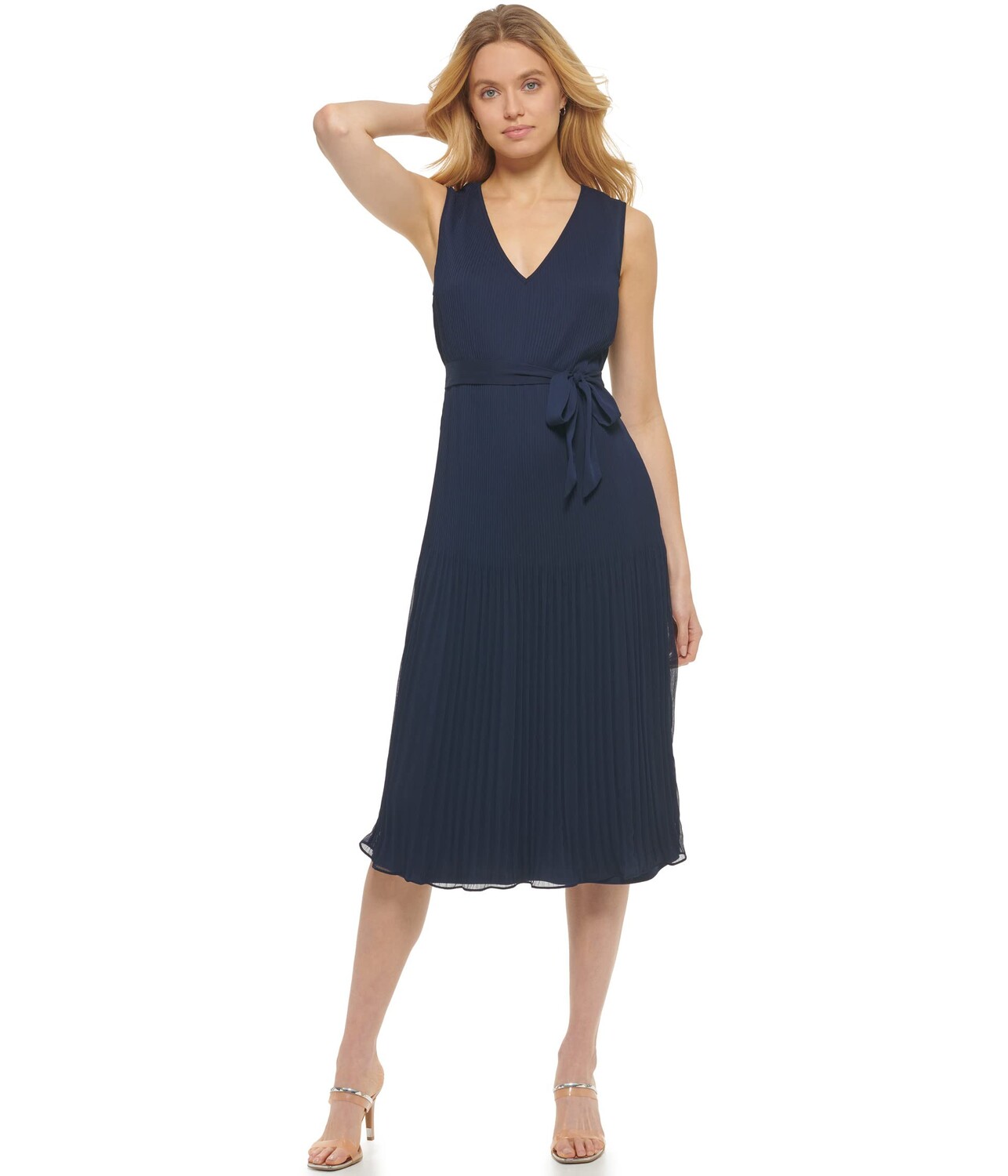 

Платье DKNY, Sleeveless V-Neck Pleated Midi Dress