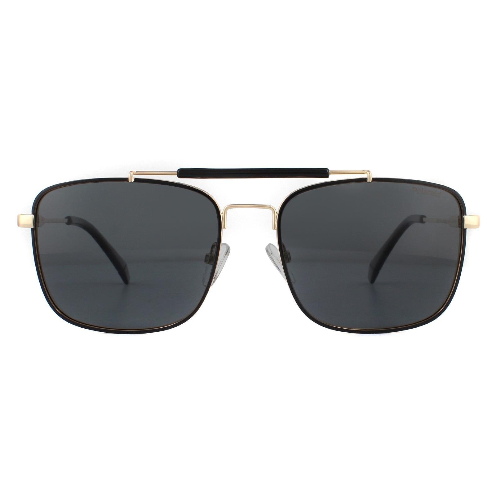 Поляризованные солнцезащитные очки Aviator Black Gold Grey Polaroid, золото polaroid pld 6107 s x 010 m9