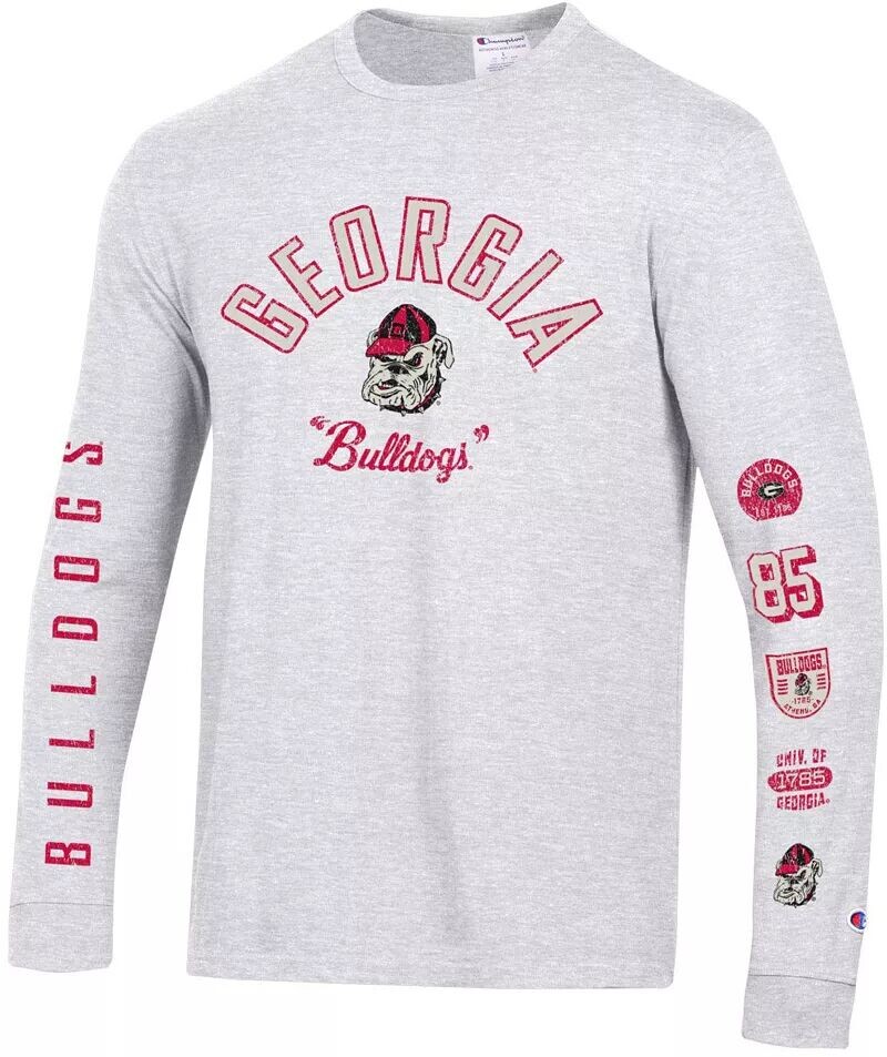 

Мужская серая винтажная футболка из джерси с длинными рукавами Champion Georgia Bulldogs