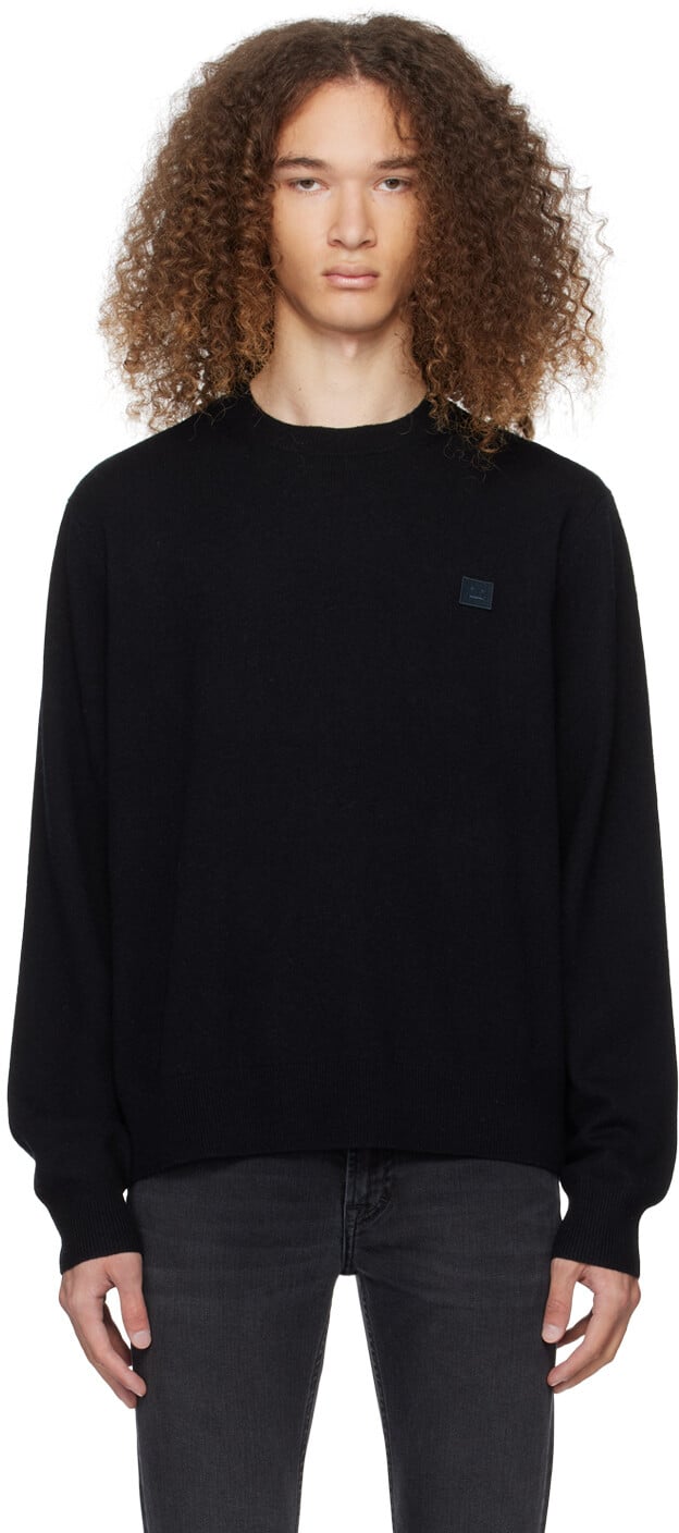 

Черный свитер с круглым вырезом Acne Studios, цвет Black