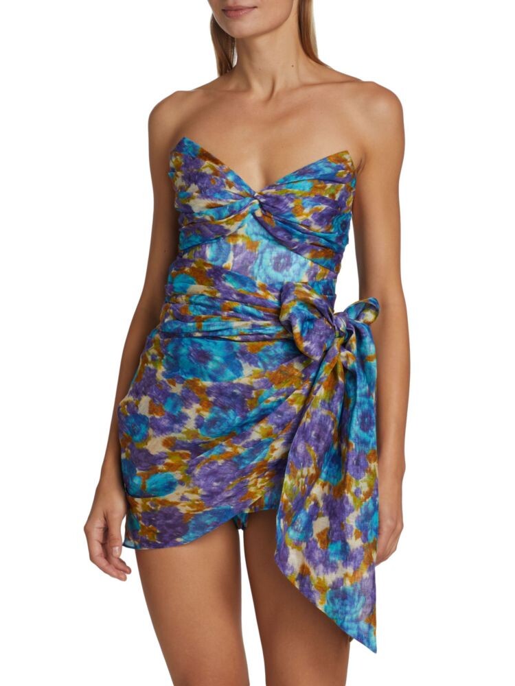 

Комбинезон High Tide с запахом из льна и шелка Zimmermann, цвет Blue Ikat Multi