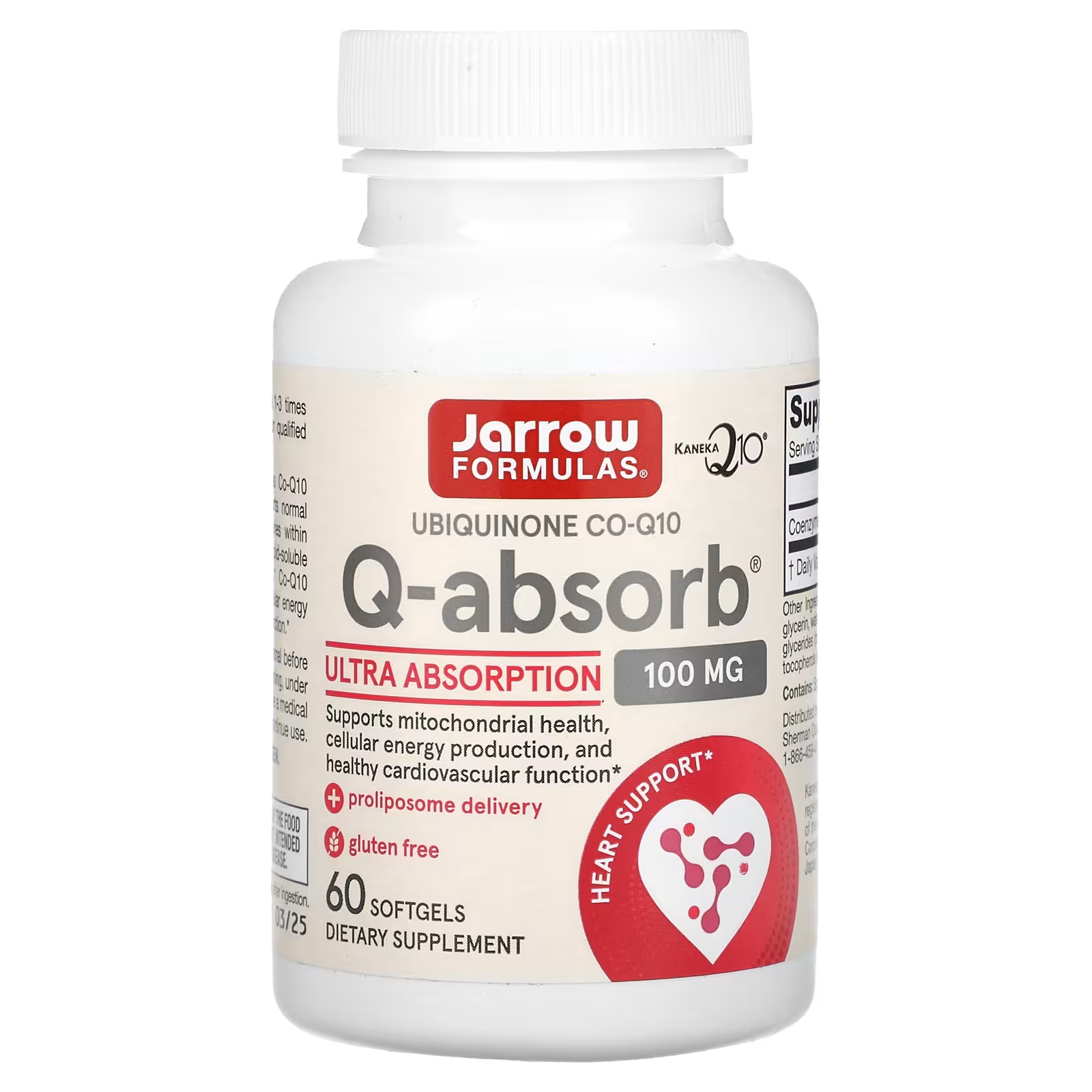 Убихинон CO-Q10 Jarrow Formulas Q-Absorb 100 мг, 60 мягких таблеток пищевая добавка jarrow formulas q absorb 100 мг 120 мягких таблеток