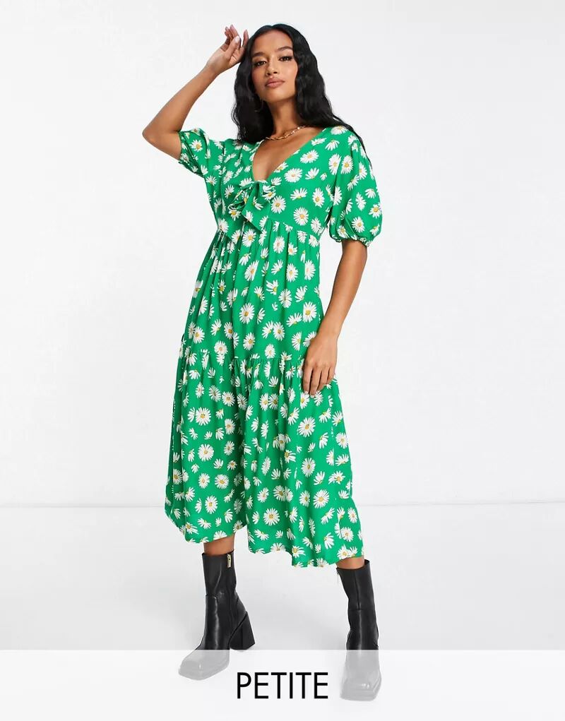 Зеленое платье миди с цветочным принтом Influence