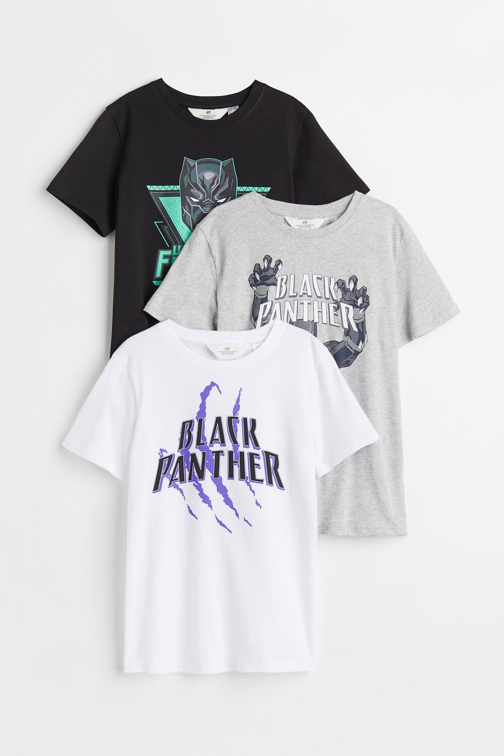 

3 футболки с принтом H&M Black Panther, черный