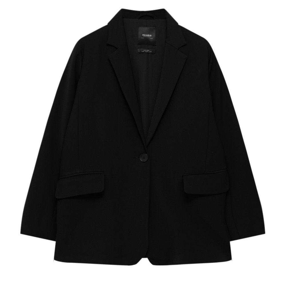 Пиджак Pull&Bear Basic, черный пиджак opinion базовый 44 размер