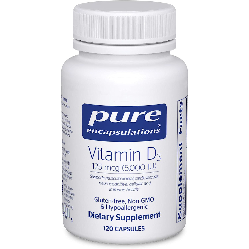 Витамин D3 Pure Encapsulations 5000 МЕ 125 мкг, 120 капсул now foods витамин d3 125 мкг 5000 ме 120 капсул