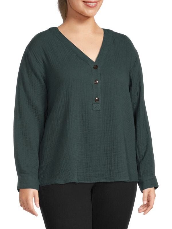

Топ Madewell плюс энди кринкл, темно-зеленый