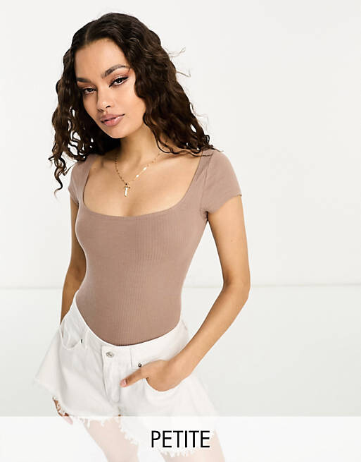 

Темно-синее боди в рубчик с квадратным вырезом Miss Selfridge Petite