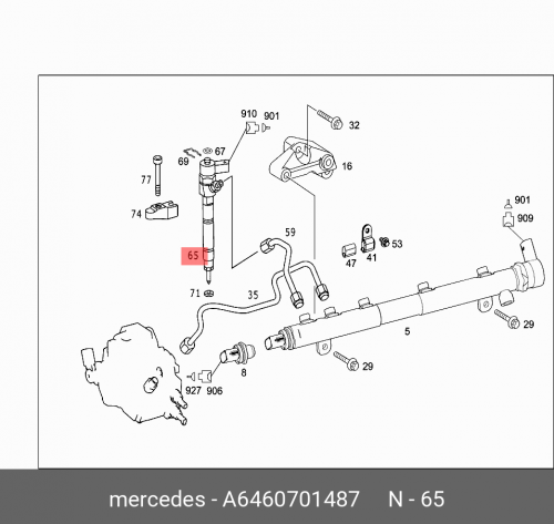 Форсунка топливная MB MERCEDES-BENZ A646 070 14 87 ремкомплект рейки форсунка аев