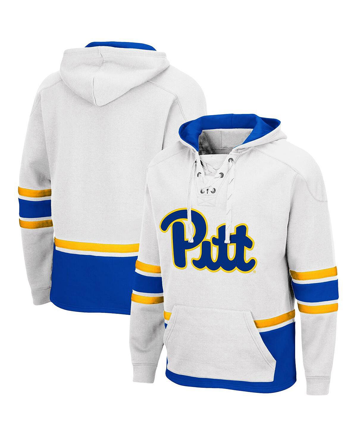 Мужской белый пуловер с капюшоном Pitt Panthers на шнуровке 3.0 Colosseum