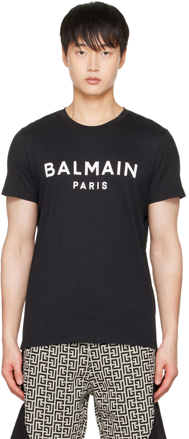 

Черная футболка с принтом Balmain, Черный