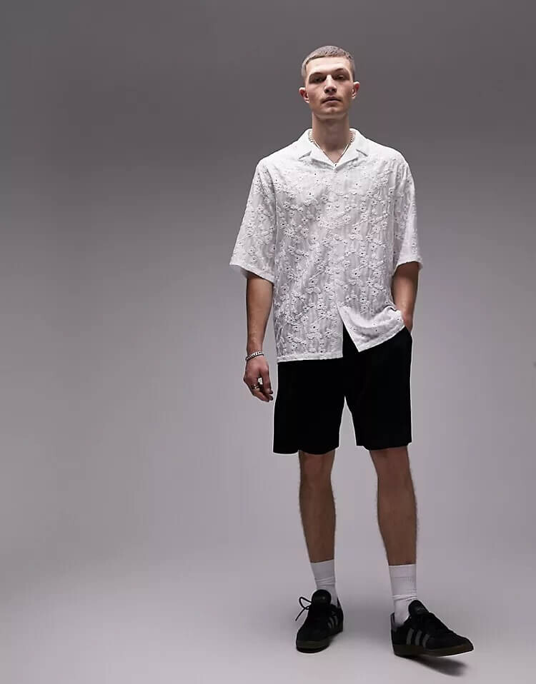 

Рубашка Topman Floral Embroidered, белый