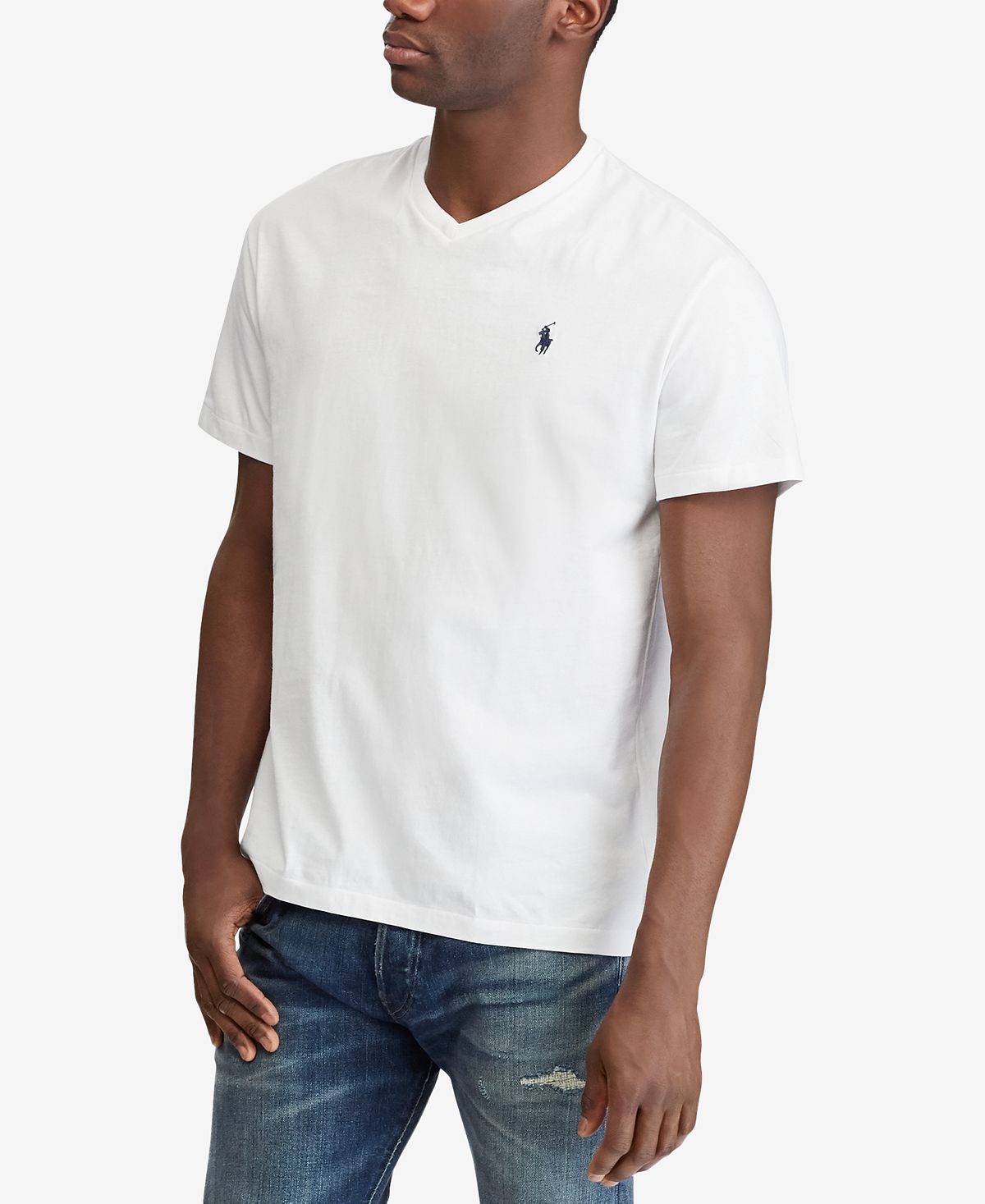 цена Мужская футболка классического кроя с v-образным вырезом Polo Ralph Lauren, белый