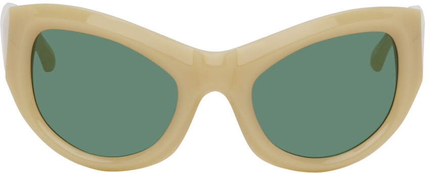 

Эксклюзивные бежевые солнцезащитные очки Linda Farrow Edition SSENSE Goggle Goggle Dries Van Noten