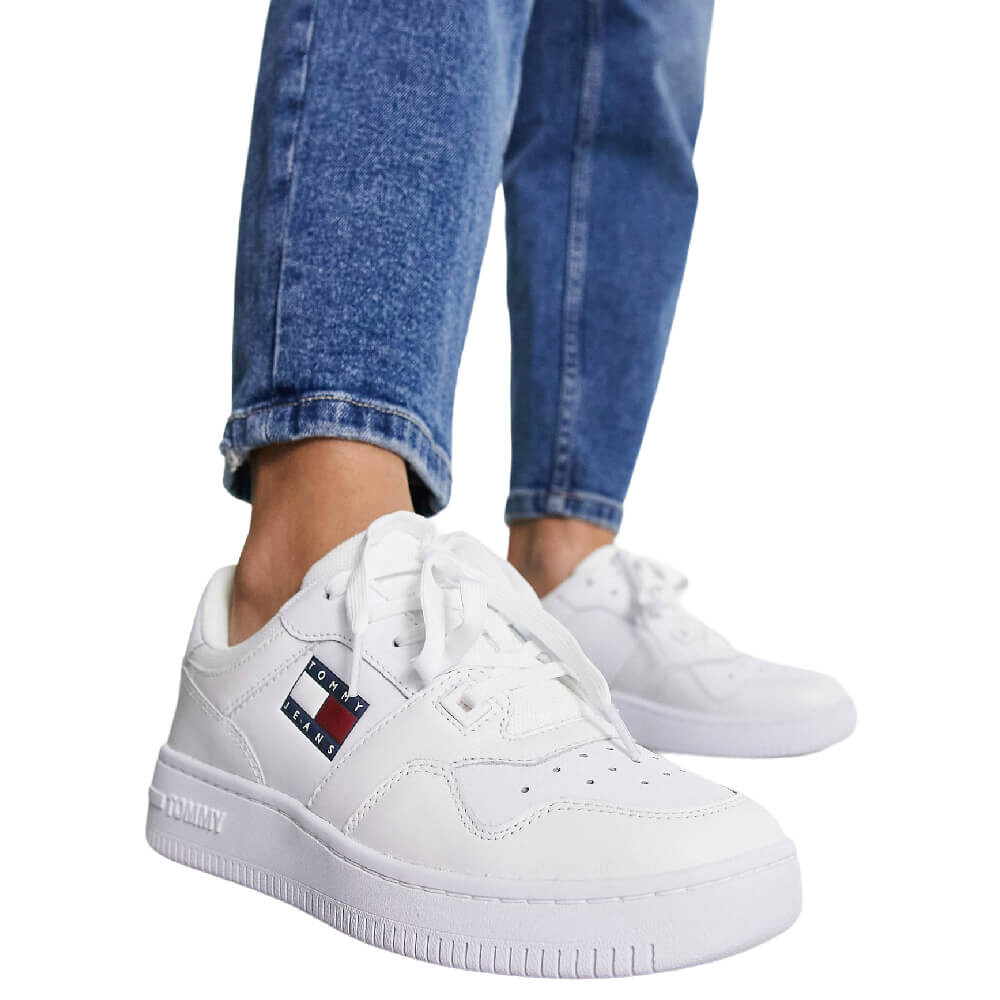 

Кроссовки Tommy Jeans Leather Flag Logo Retro Basket, белый