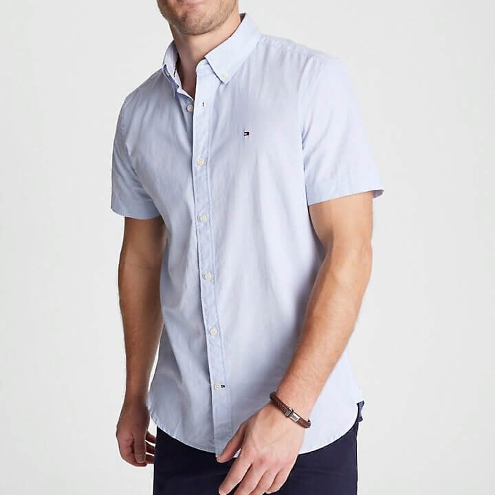 

Однотонная Рубашка из поплина Tommy Hilfiger Regular Fit, голубой