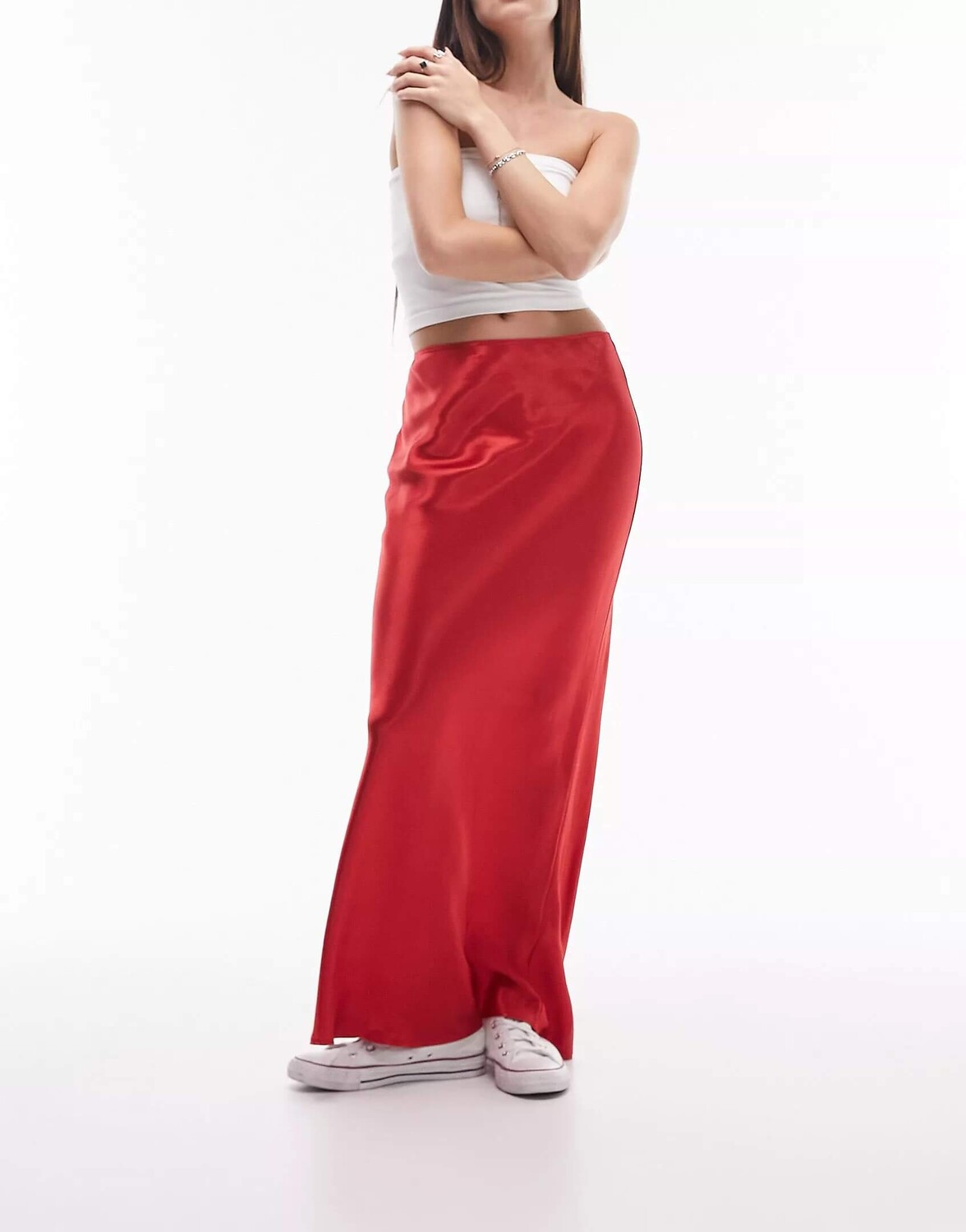 

Юбка Topshop Satin Bias Maxi, красный