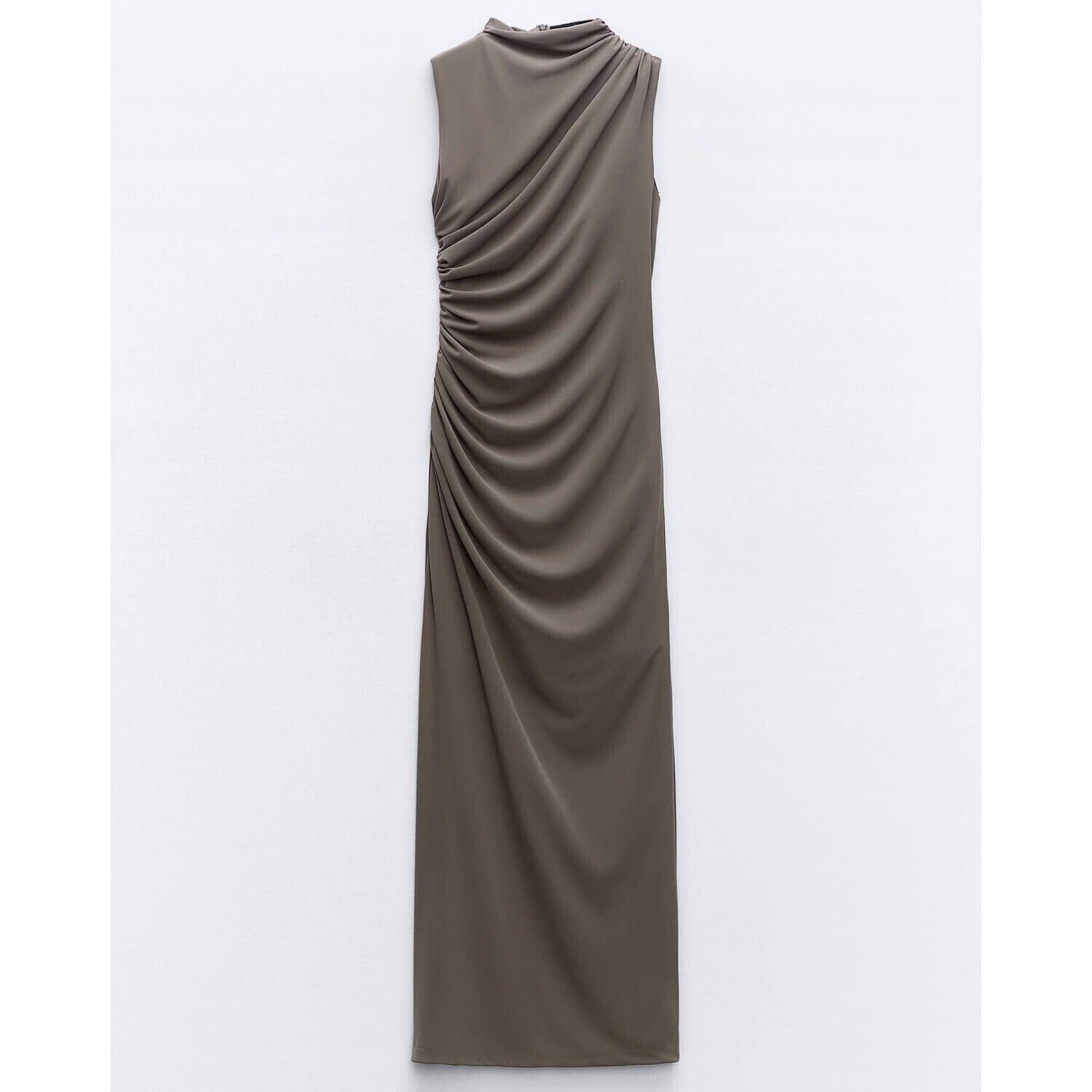 

Платье Zara Draped Midi, темно-серо-коричневый