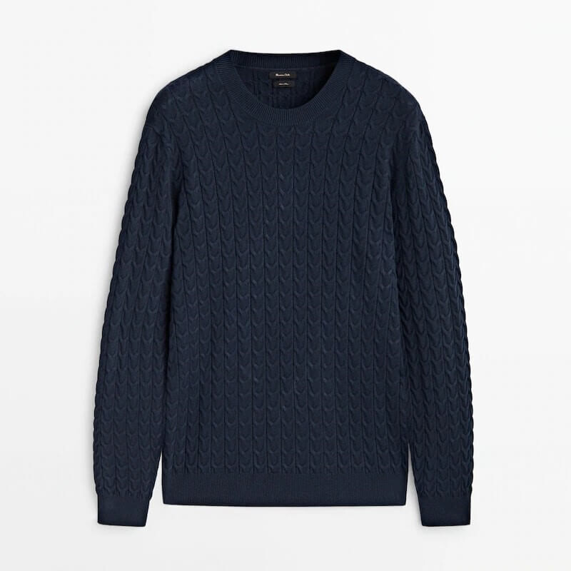 

Свитер Massimo Dutti Cable Knit, темно-синий