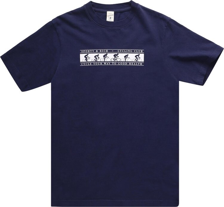 

Футболка Sporty & Rich Cycling Club T-Shirt 'Navy/White', синий