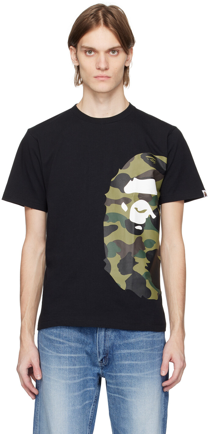 

Черная футболка с камуфляжным принтом 1st BAPE, Черный