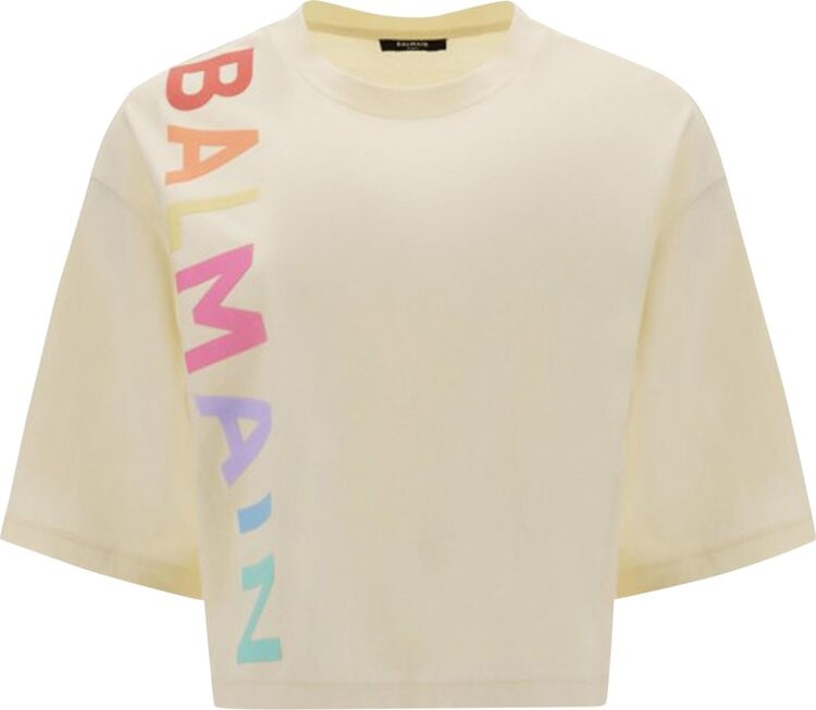 

Футболка Balmain Short-Sleeve Pop Cropped T-Shirt 'multicolor', разноцветный