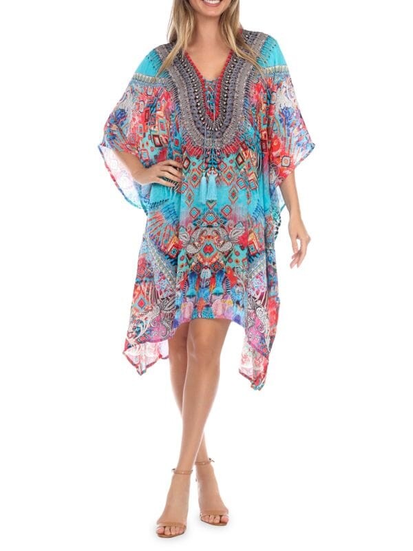 

Накидка для плавания на шнуровке кафтан La Moda Clothing Ikat blossom, Серый