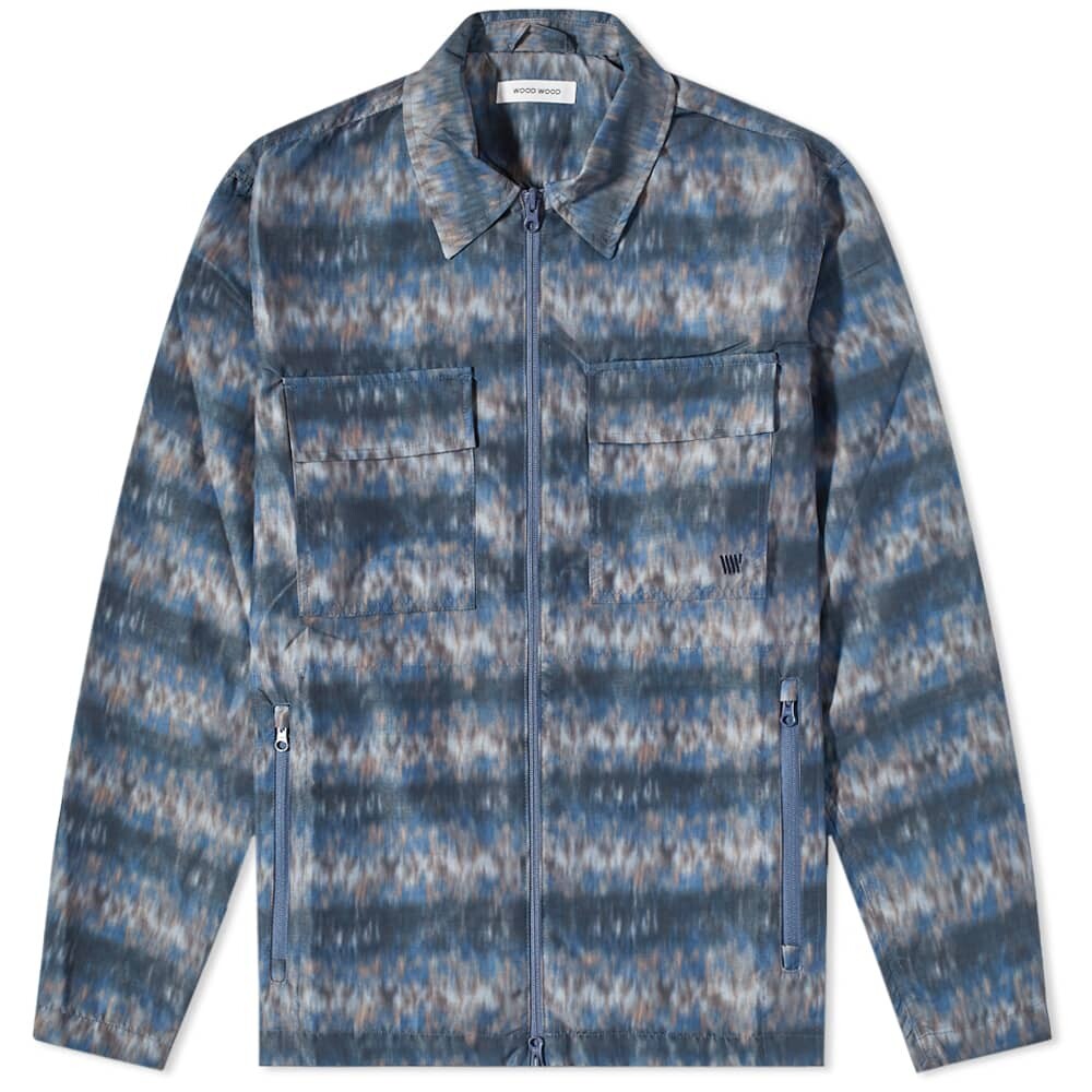 

Рубашка Wood Wood Spike Distorted Stripe Zip Overshirt